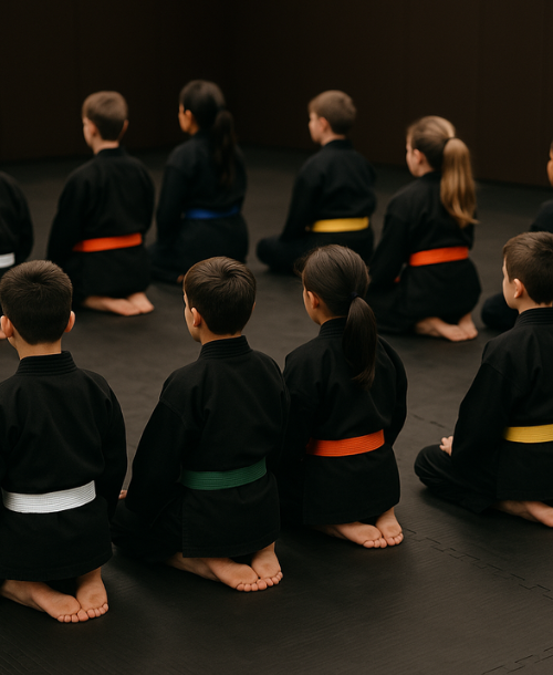 children learning focus, respect, and confidence in Kenpo martial arts class